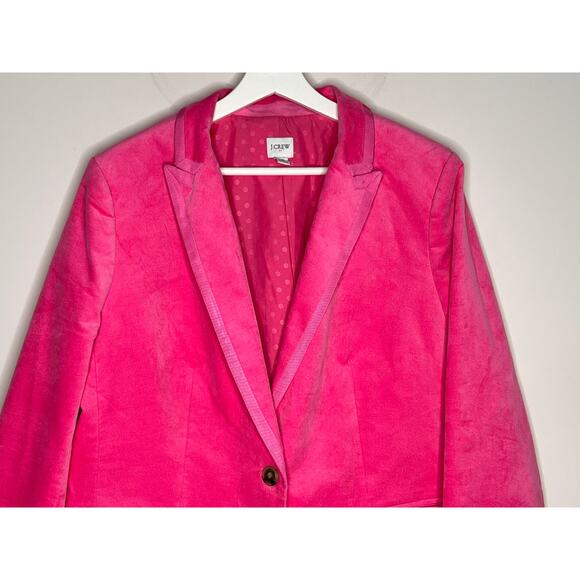 J. Crew Velvet Peak Lapel One-Button Blazer Brilliant Berry BU281 Women Size 16 - Picture 5 of 11